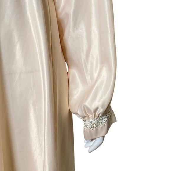 Vintage Valentino Intimo Long Nightgown Womens Size L Satin Lace V Neck Pink - Picture 5 of 10
